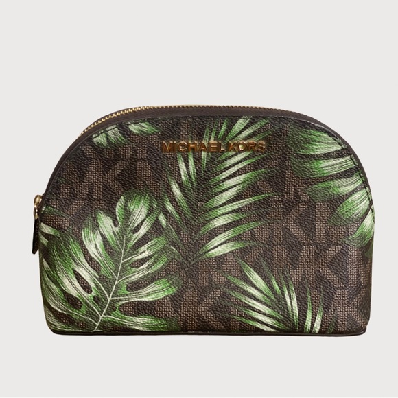 Palm Leaf Print Cosmetic Wallet Pouch - Michael Kors - Jet Set - Picture 1 of 9
